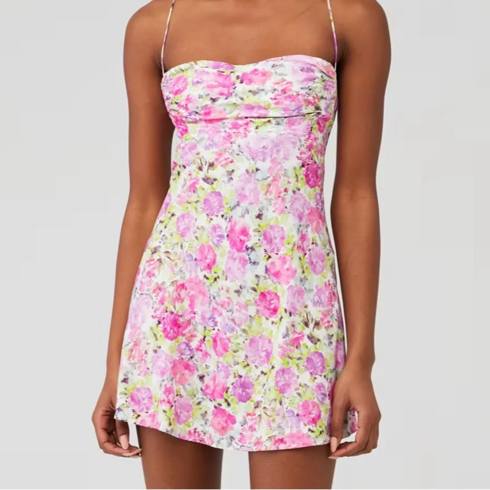 NWT For Love And Lemons Paulina Spaghetti Straps Pink Mini Dress Size M - Picture 7 of 11